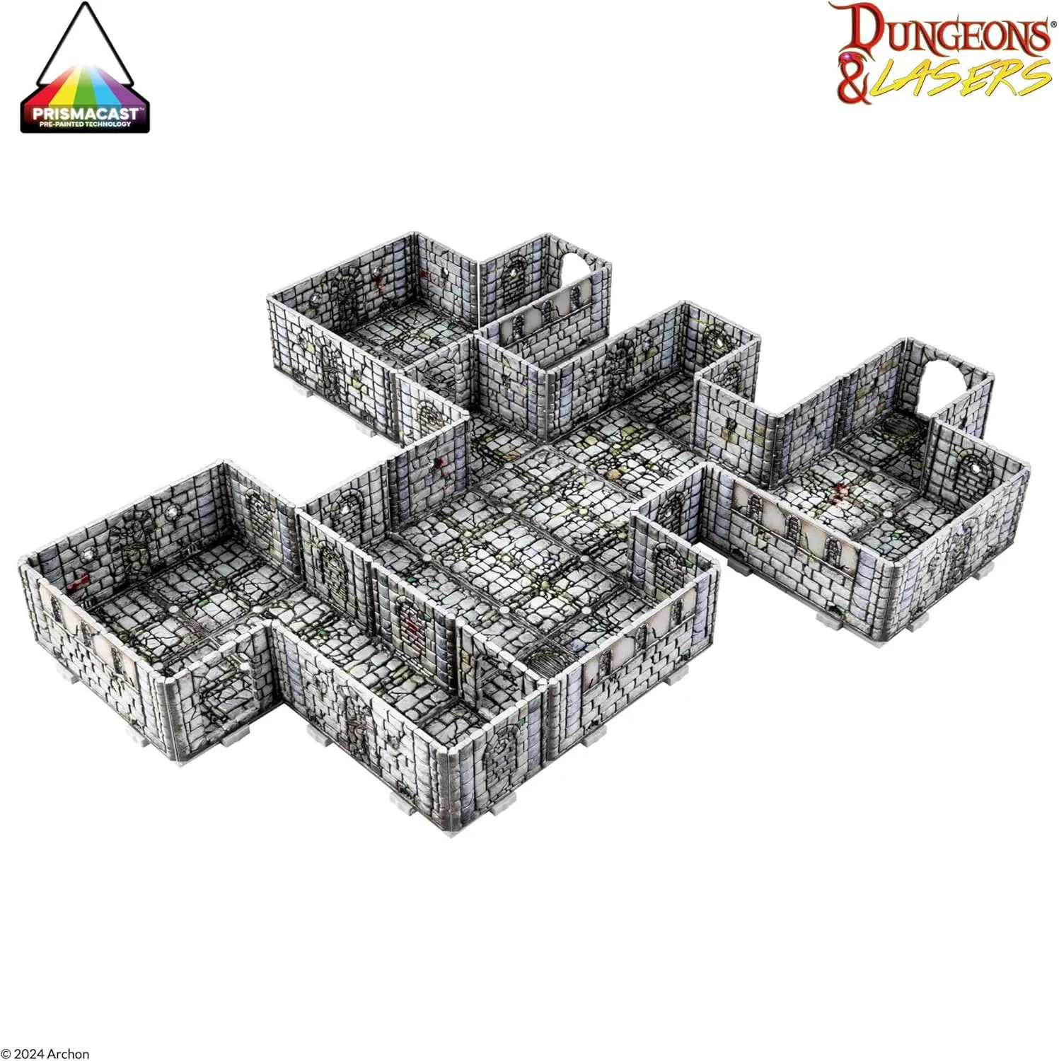 Dungeons & Lasers Prepainted Terrain Sets for DND and Tabletop RPG Games - 5E Compatible with 28mm-32mm Scale Miniatures - Modular Design for Fast Assembly (Fantasy Dungeon)