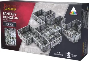 Dungeons & Lasers Prepainted Terrain Sets for DND and Tabletop RPG Games - 5E Compatible with 28mm-32mm Scale Miniatures - Modular Design for Fast Assembly (Fantasy Dungeon)