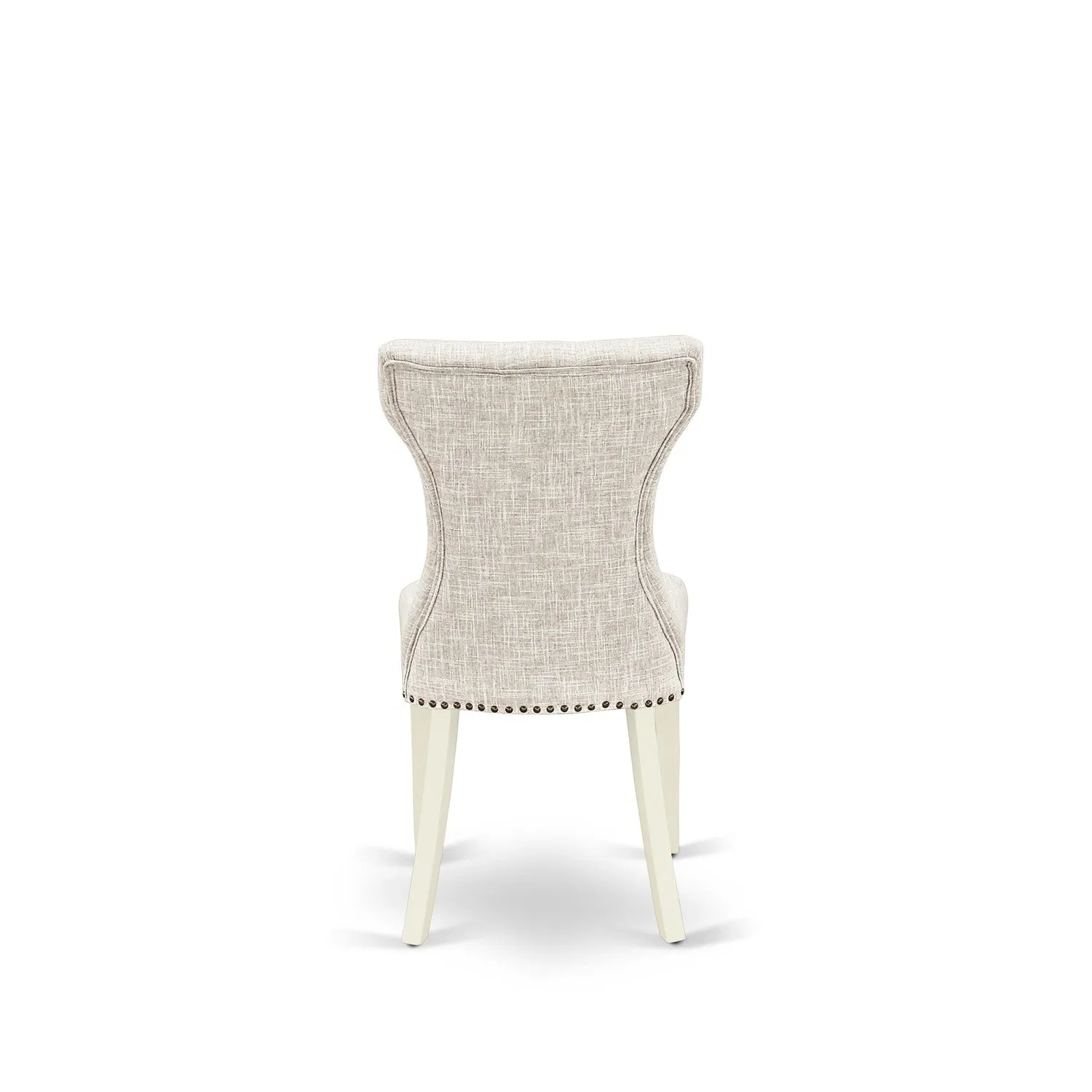 East West Furniture NDGA3-MAH-32 3 Piece Modern Dining Table Set Contains a Rectangle Wooden Table with Dropleaf and 2 Light Beige Linen Fabric Parsons Dining Chairs, 30x48 Inch, Mahogany