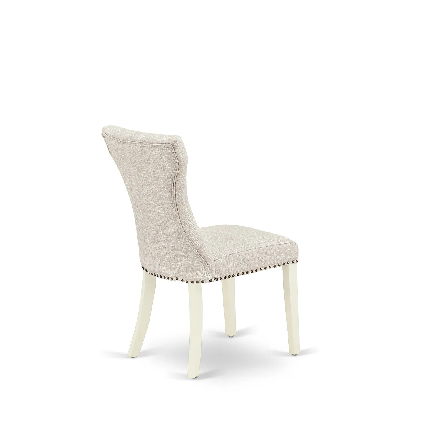 East West Furniture NDGA3-MAH-32 3 Piece Modern Dining Table Set Contains a Rectangle Wooden Table with Dropleaf and 2 Light Beige Linen Fabric Parsons Dining Chairs, 30x48 Inch, Mahogany