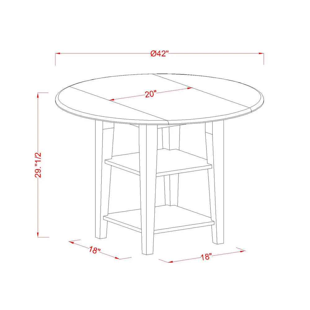 East West Furniture SUFL3-LWH-01 3 Piece Dining Set Contains a Round Dining Room Table with Dropleaf & Shelves and 2 Cream Linen Fabric Upholstered Parson Chairs, 42x42 Inch, Linen White