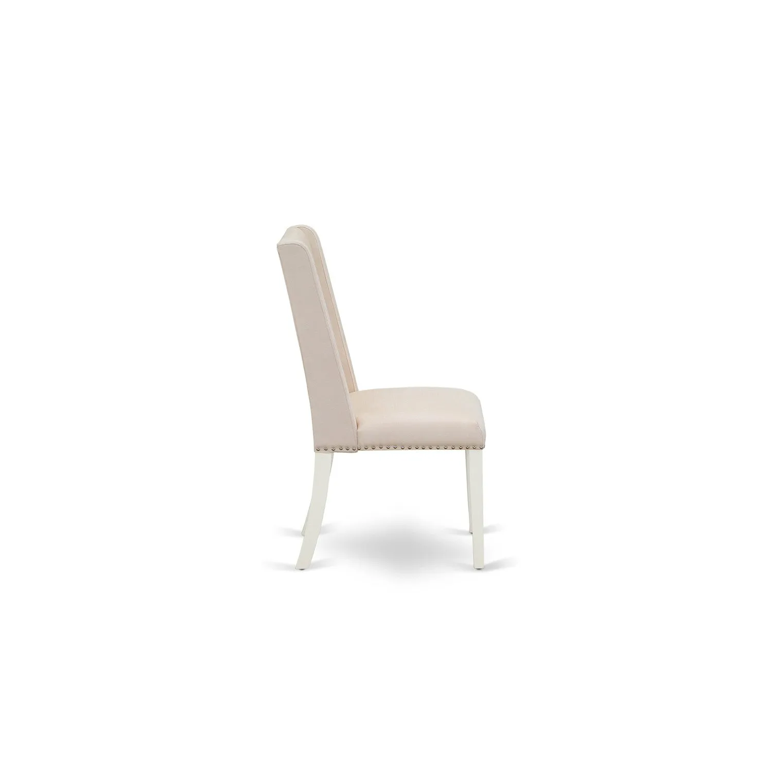 East West Furniture SUFL3-LWH-01 3 Piece Dining Set Contains a Round Dining Room Table with Dropleaf & Shelves and 2 Cream Linen Fabric Upholstered Parson Chairs, 42x42 Inch, Linen White