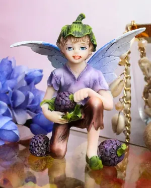 Ebros Gift Colorful Enchanted Fairy Garden Boy Elf Pixie Fairy Picking Berries Figurine 4" High Miniature Do It Yourself Ideas for Your Home Collectible Fantasy Decor