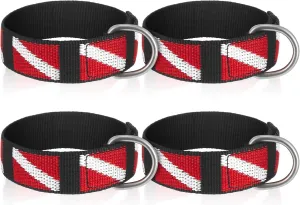 Eccliy 4 Pcs Scuba Diving Wrist Straps Adjustable Wristband with Stainless Steel D Ring Sticky Scuba Diving Accessories for Lights Flashlights Cameras Compass Dive Slates Diver and Snorkelers Gifts