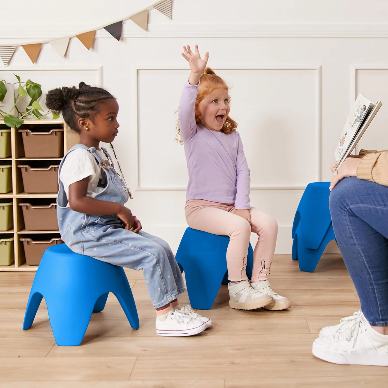 ECR4Kids Ayana Stool Set, Flexible Seating, Blue, 4-Pack