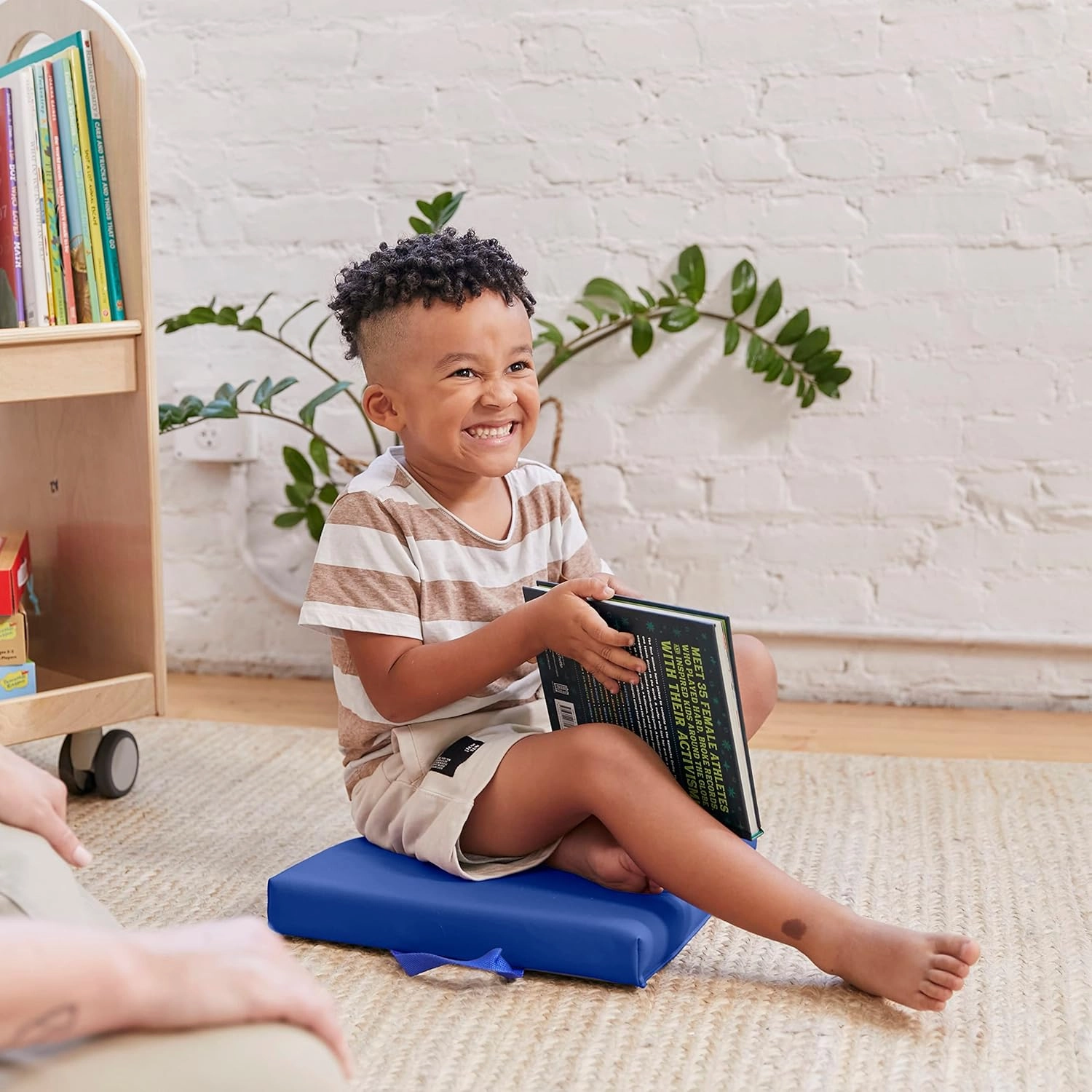 ECR4Kids SoftZone Floor Cushions, Square, Flexible Seating, Blue, 6-Piece