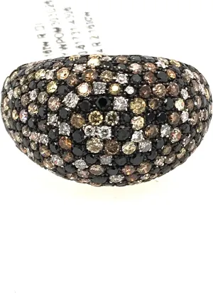 Effy - Rose 14 Karat Fashion Ring with 2.16Tw Round Black, Champagne and White Diamonds. List Price $3875.00!