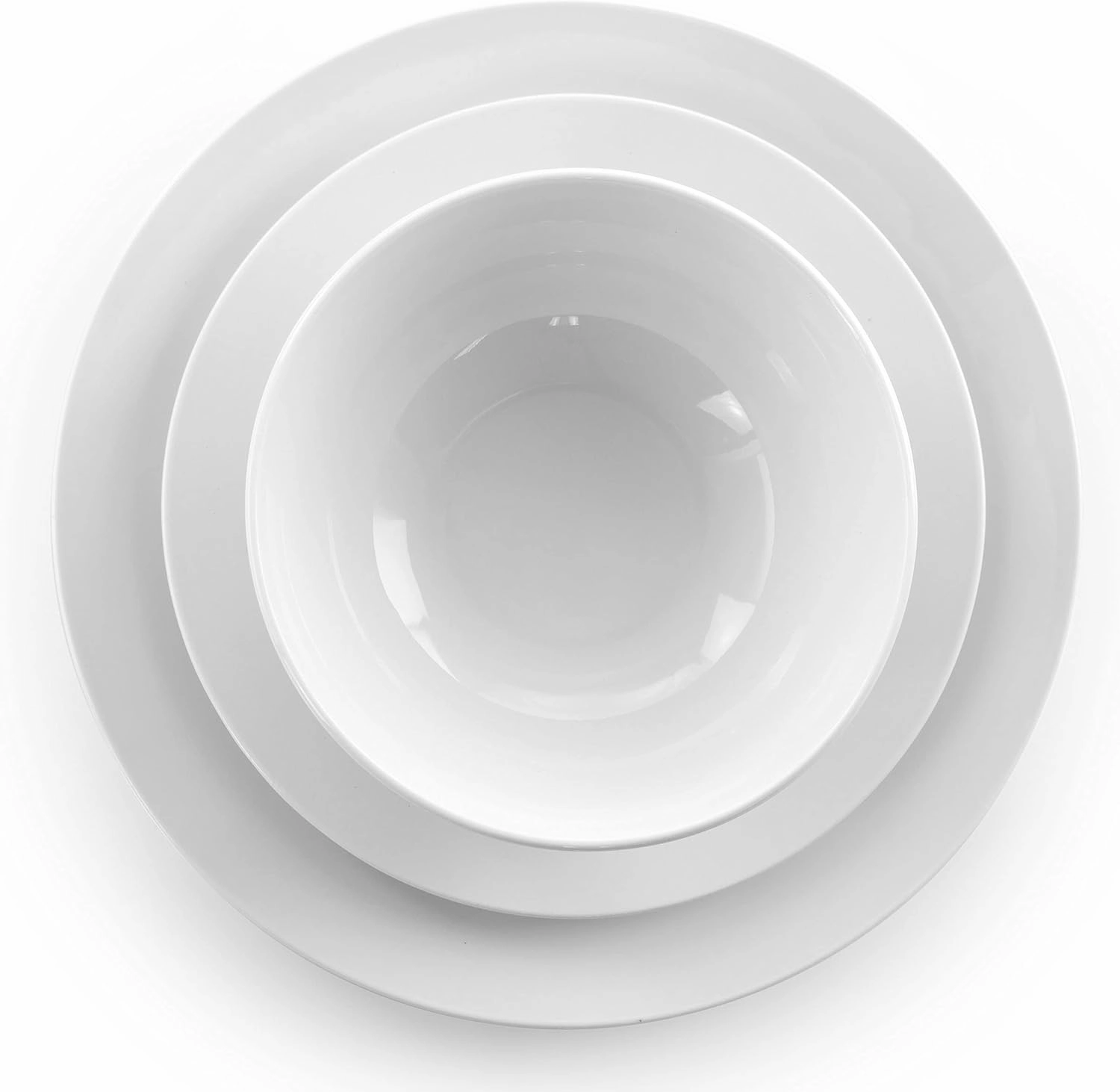 Elama White Porcelain Dish Dinnerware Set, 18 Piece, Luna