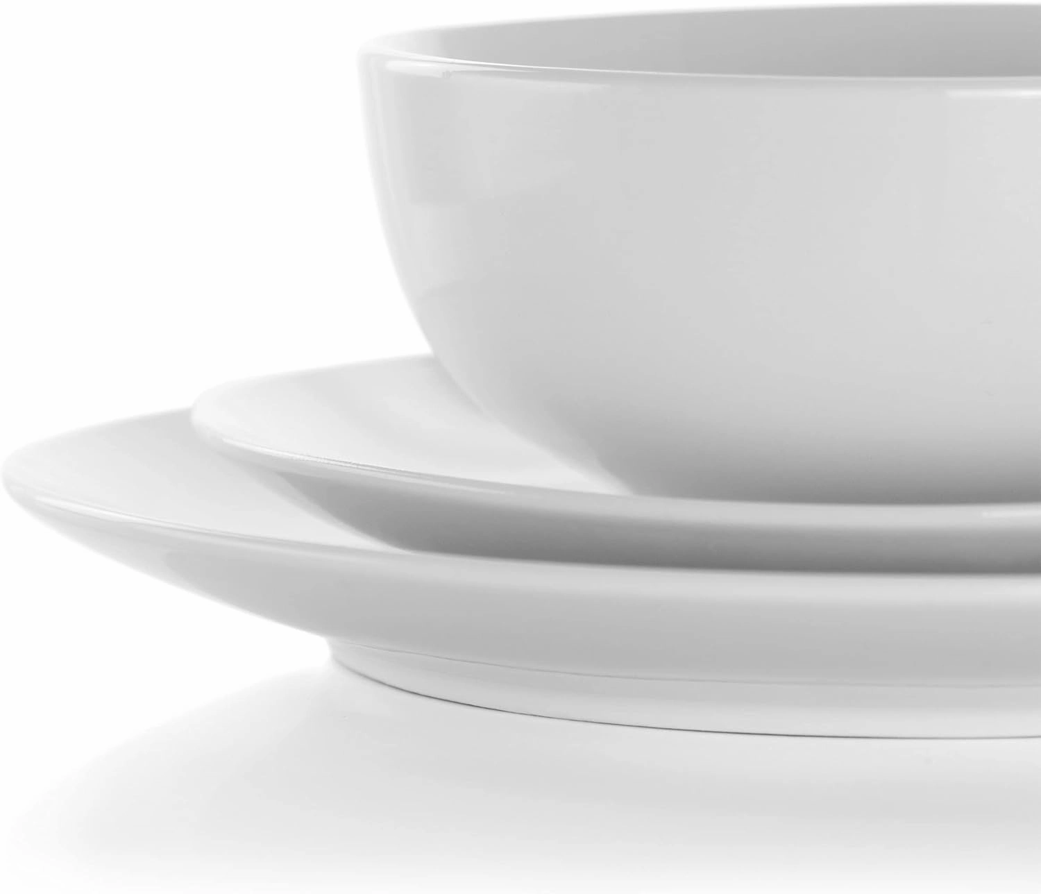 Elama White Porcelain Dish Dinnerware Set, 18 Piece, Luna