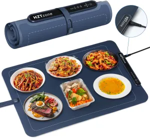 Electric Warming Mat for Food, Electric Warming Tray with 3 Adjustable Temperature Modes, Rollable & Portable Food Warmer, Auto Shut-Off, Silicone Heating Mat for Parties Buffet, Gatherings
