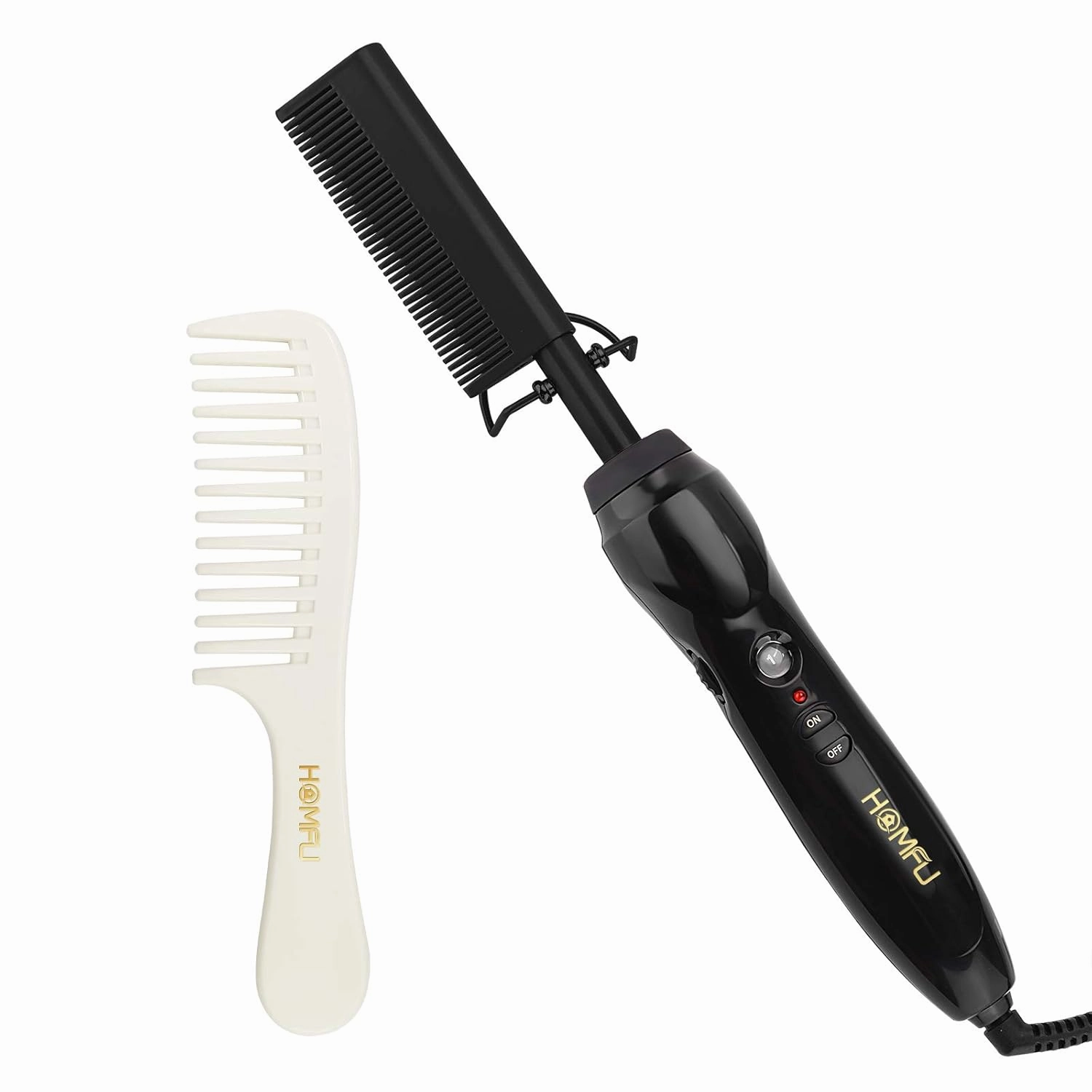 Electric Hot Ceramic Curler Straightener Brush Pressing Iron for Natural Black Hair, Anti-Scald Wig and Beard Straightening Comb