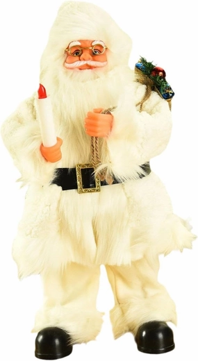 Electric Santa Toy Dancing Santa Holds A Candle with Music Handcraft Musical Christmas Doll Singing Toy for Party