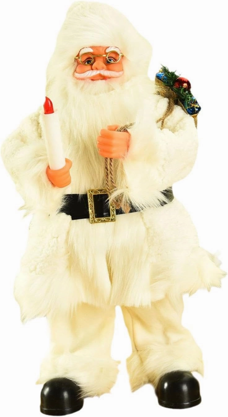Electric Santa Toy Dancing Santa Holds A Candle with Music Handcraft Musical Christmas Doll Singing Toy for Party