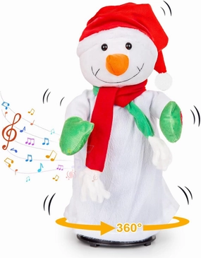 Electric Snowman Toy with Singing, 360° Rotating Dancing - Christmas Animatronics Musical Snowman, Christmas Doll for Xmas Gift, Indoor Festive Decoration