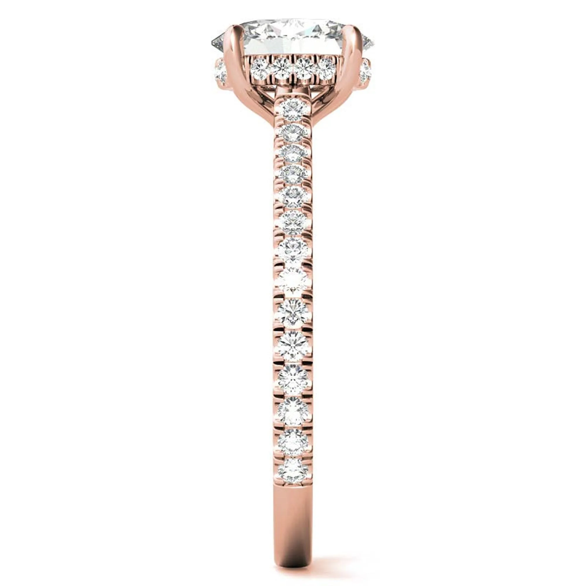 Elegant Classic  Sterling Silver Adjustable Oval Cut Zircon Pave Set Rose Gold Engagement Ring For Women