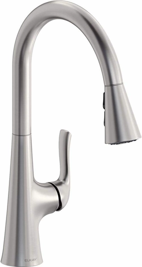 Elkay Harmony Single Hole Kitchen Faucet with Pull-down Spray and Forward Only Lever Handle, Lustrous Steel - LKHA1041LS