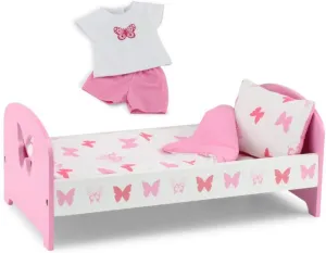 Emily Rose 18-inch Doll Pink Single Bed with Reversible Butterfly Bedding & Matching 2-PC PJs Pajamas Gift Set | USA Business | 18" Doll Furniture is Compatible with American Girl Dolls