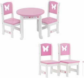 Emily Rose 18 Inch Doll Furniture Kitchen Table and 4 Chair Dining Room Value Gift Set - Butterfly Theme | fits 16"-18" Dolls | USA Business