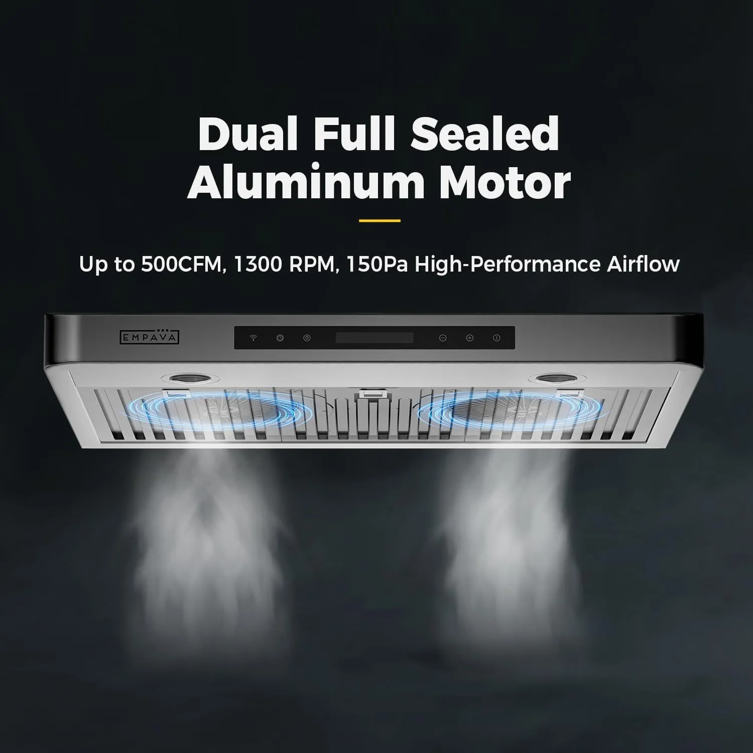 Empava 36 Inch Under Cabinet Range Vent Hood, 4-Speed 500 CFM Dual Copper Motors, Touch & Remote Control Clock Display, LED Lights, Baffle Filters, Top/Rear Ducted Exhaust, Stainless Steel