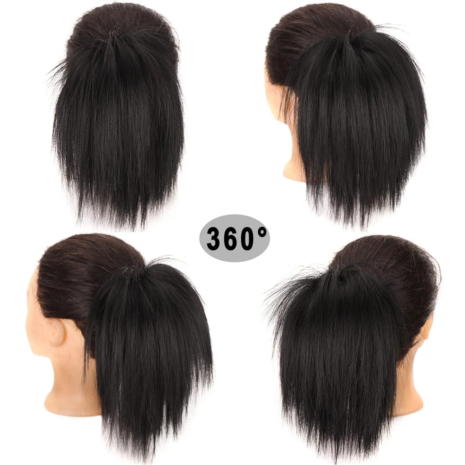ENGENDER Hair Bun 1 Pack Synthetic Messy Bun with Elastic Rubber Band Wig Straight Hair Ponytail Extensions Hair Bun for Women Hair Piece(07)
