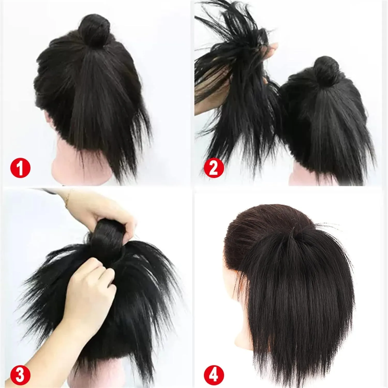 ENGENDER Hair Bun 1 Pack Synthetic Messy Bun with Elastic Rubber Band Wig Straight Hair Ponytail Extensions Hair Bun for Women Hair Piece(07)
