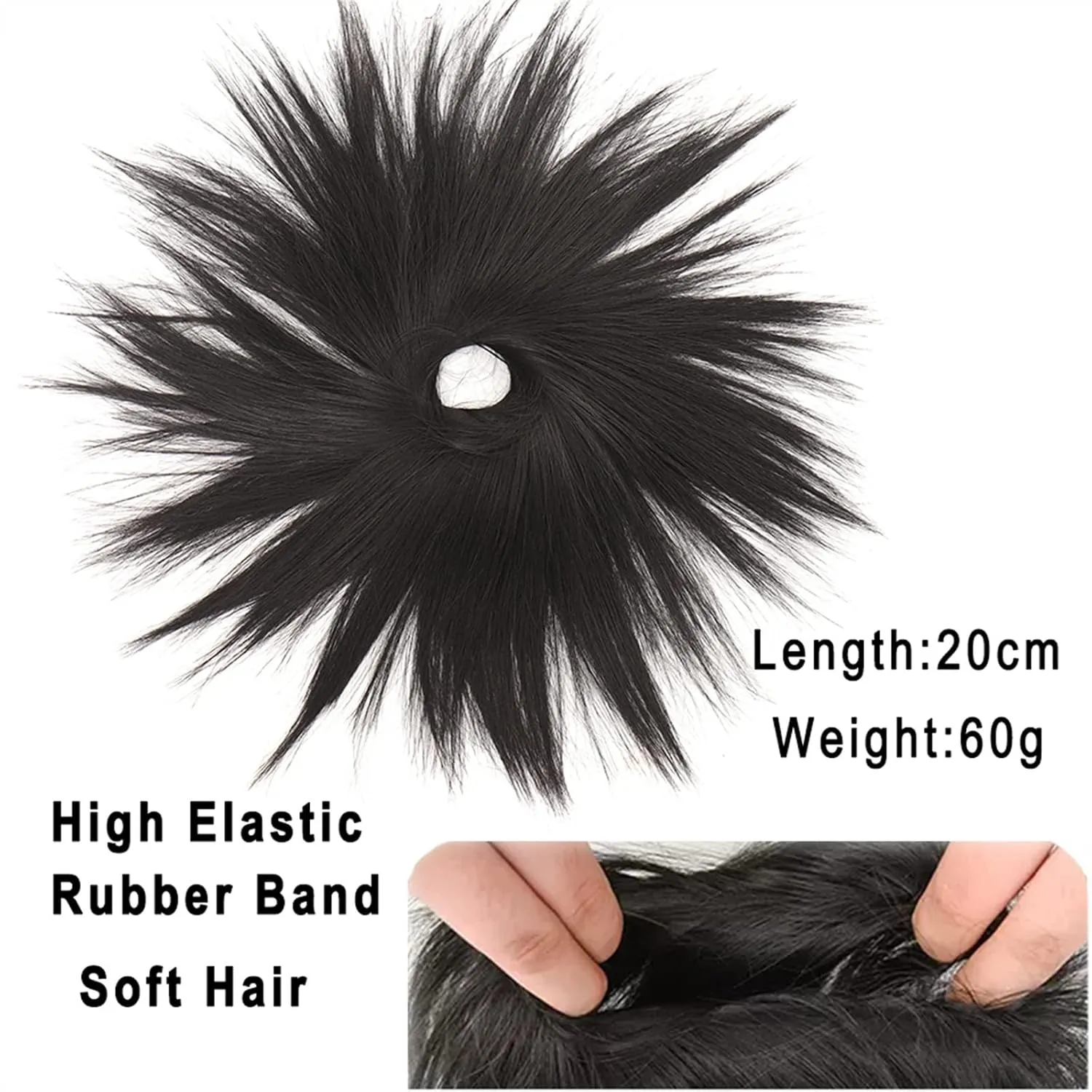 ENGENDER Hair Bun 1 Pack Synthetic Messy Bun with Elastic Rubber Band Wig Straight Hair Ponytail Extensions Hair Bun for Women Hair Piece(07)