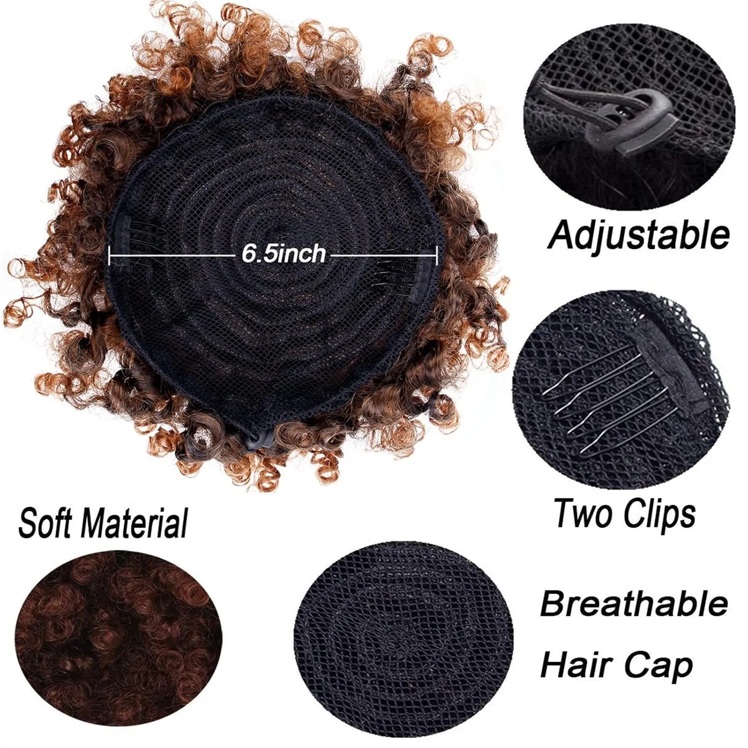 ENGENDER Hair Bun Women's Synthetic Hair Bun Afro Curly Shaggy Ponytail Extensions with Drawstring Shaggy Bun for Black Women Hair Piece(01)