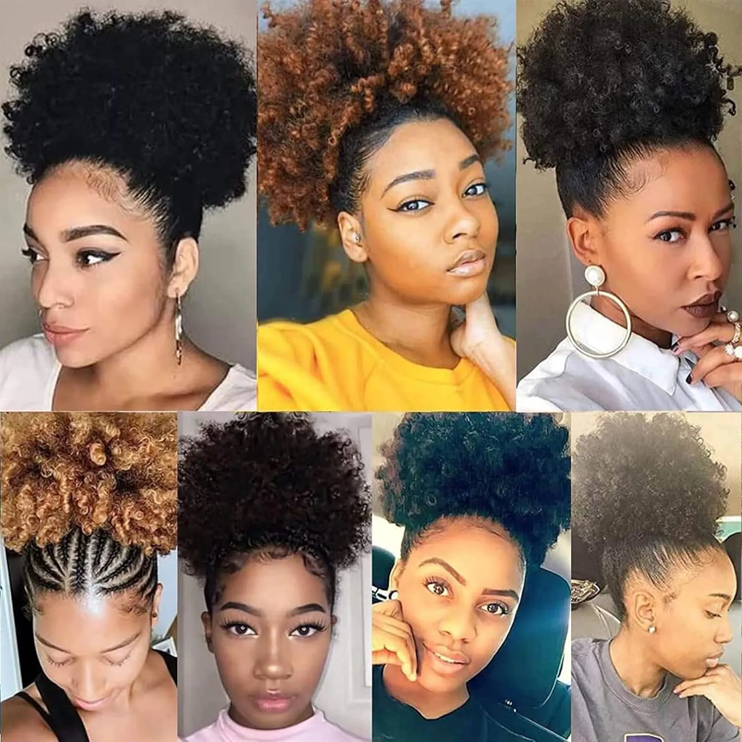 ENGENDER Hair Bun Women's Synthetic Hair Bun Afro Curly Shaggy Ponytail Extensions with Drawstring Shaggy Bun for Black Women Hair Piece(01)