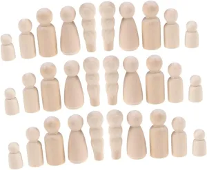 ERINGOGO 50pcs DIY Painted Wooden Family Peg Dolls Unfinished Figures for Boy Girl Craft Educational Play Wedding Cake Decor Creative Toy for Imaginative Games
