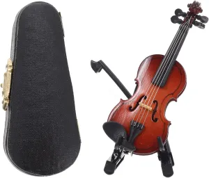 ERINGOGO Wooden Violin Ornament Set - Musical Instrument Miniature for Kids Ages 5-9, Dollhouse Adornment, Child Desktop Collection