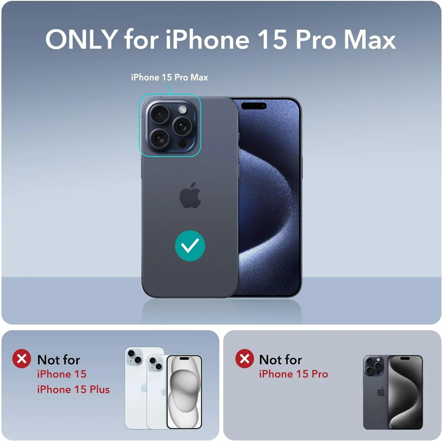 ESR for iPhone 15 Pro Max Case, Compatible with MagSafe, Military-Grade Protective Case, Built-in Stash Stand Phone Case, Scratch-Resistant Back Cover, Classic Series,Clear Black