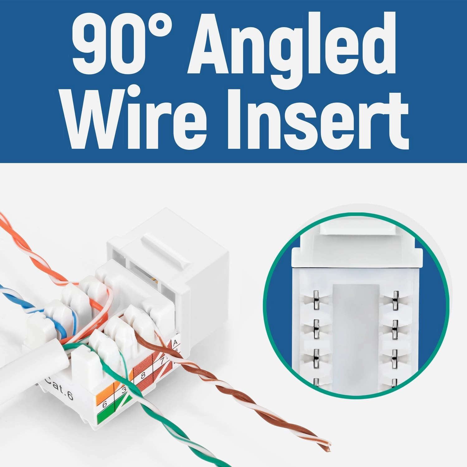 Everest easyJACK - 90° Angled Speed Termination Keystone Tool Set - with 20-Pack of RJ45 Cat6 Keystone Jacks in White (Slim Profile Design) - Time Saver Network Punch Down Tool Cat6