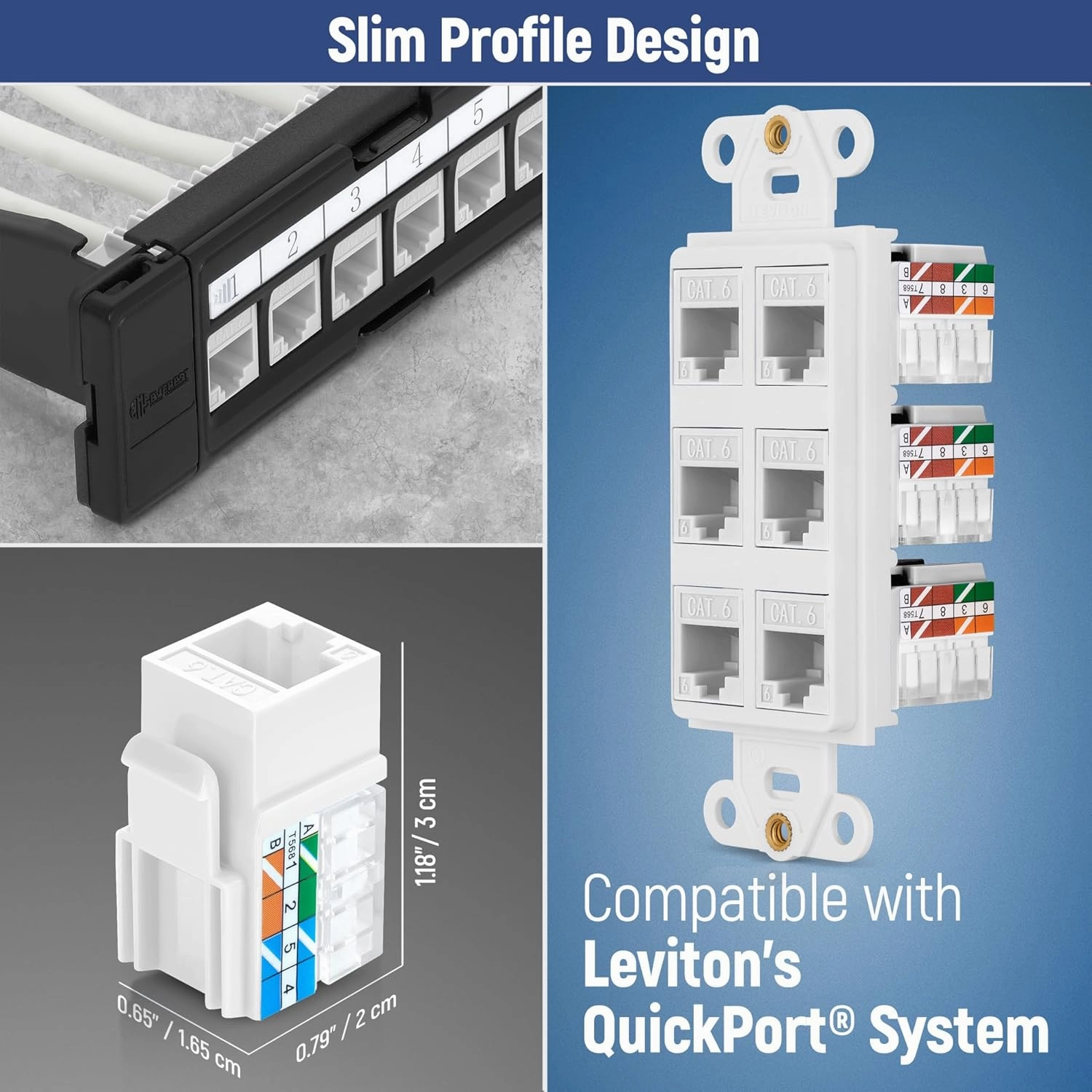Everest easyJACK - 90° Angled Speed Termination Keystone Tool Set - with 20-Pack of RJ45 Cat6 Keystone Jacks in White (Slim Profile Design) - Time Saver Network Punch Down Tool Cat6