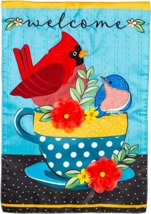 Evergreen Flag Songbirds Welcome Garden Flag 12x18 Double Sided, Small Garden Flags For Outside, Outdoor House Flags for All Season