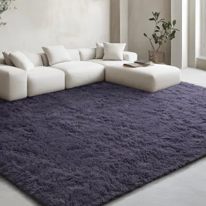 EVOIONOS Ultra Soft Area Rug for Bedroom, 4x6 Machine Washable Fluffy Shag Rug for Living Room, Plush Non Slip Carpet for Indoor Floor Bedside Nursery Kids Girls Room Home Decor Aesthetic, Gray Purple