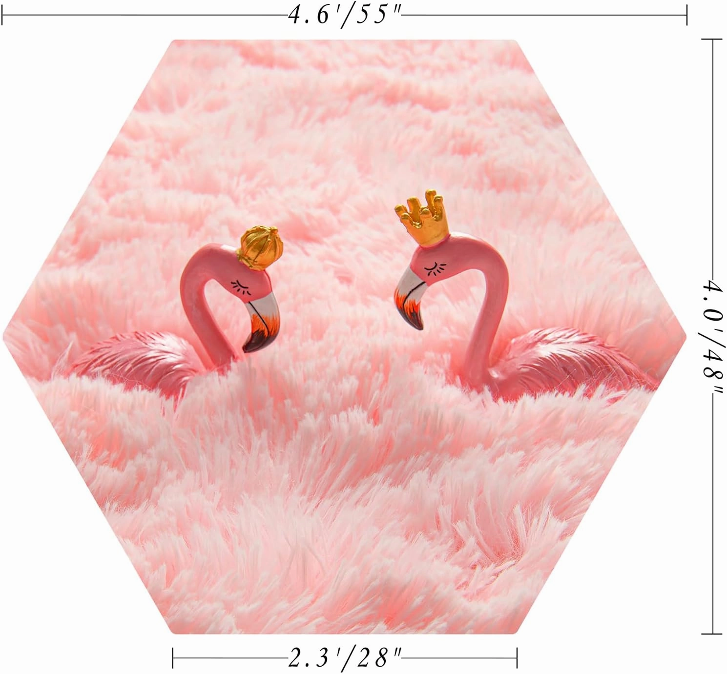 EVOIONOS Pink Hexagon Rug for Princess Tent, Fluffy Area Rug for Kids Room, 4x4.6 Feet for Girls Tent, Furry Soft Nursery Rug, Fuzzy Plush Carpet for Teen Girls Bedroom