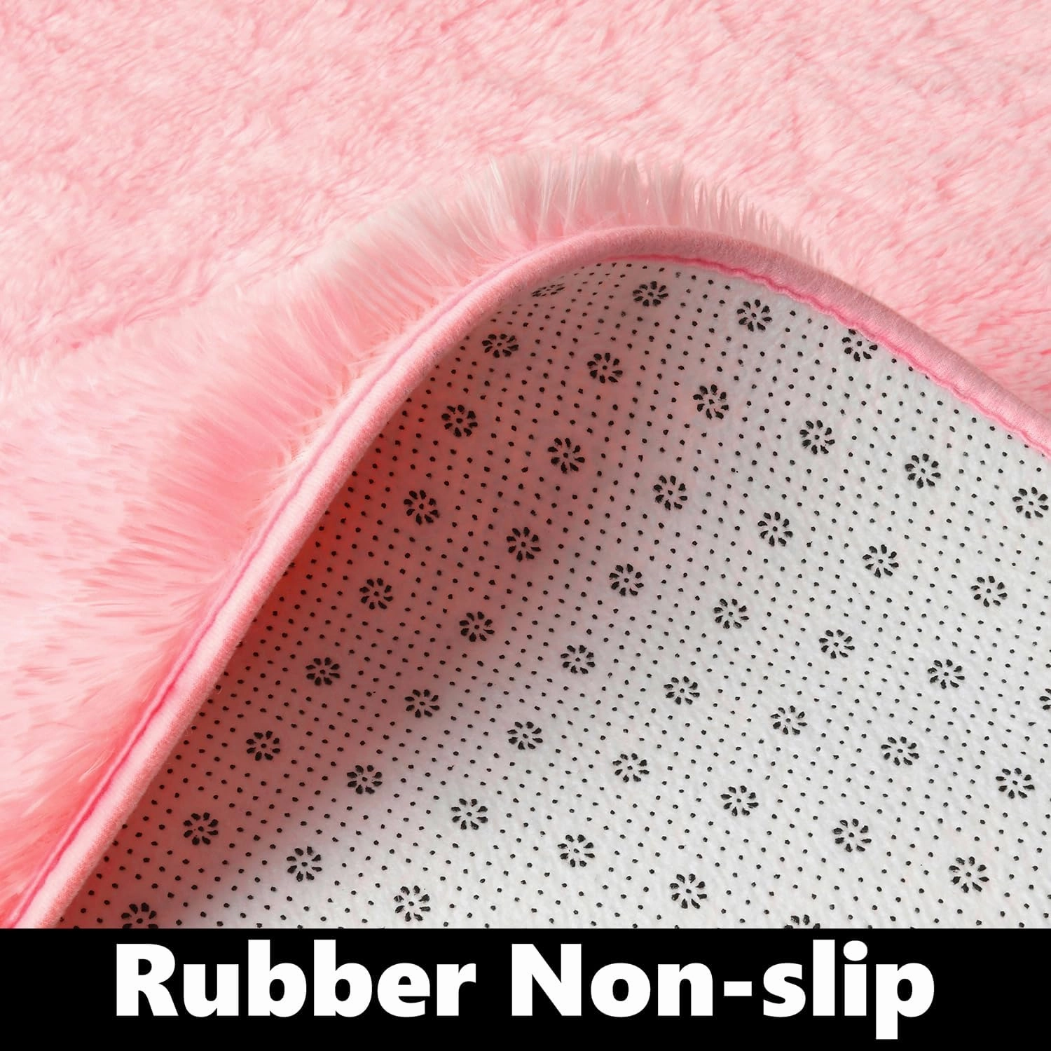EVOIONOS Pink Hexagon Rug for Princess Tent, Fluffy Area Rug for Kids Room, 4x4.6 Feet for Girls Tent, Furry Soft Nursery Rug, Fuzzy Plush Carpet for Teen Girls Bedroom