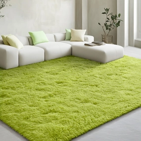 EVOIONOS Ultra Soft Area Rug for Bedroom, 4x6 Machine Washable Fluffy Shag Rug for Living Room, Plush Non Slip Carpet for Indoor Floor Bedside Nursery Kids Girls Dorm Home Decor Aesthetic, Grass Green