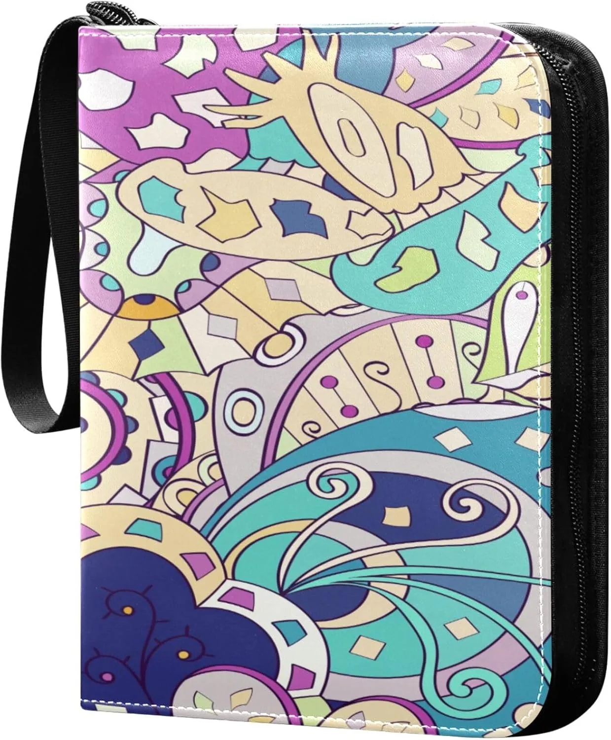 Exnundod Colorful Exotic Shapes Trading Card Binder for Cards, Card Album 4-Pockets for 400 Cards with Removable Sleeves PU Baseball Card Holder Football Sports Card Collection