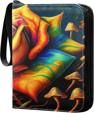 Exnundod Valentines Day Rose Trading Card Binder for Cards, Colorful Card Album 4-Pockets for 400 Cards with Removable Sleeves PU Baseball Card Holder Football Sports Card Collection
