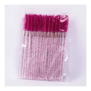 Eyelash Mascara Stick Lash Curling Brush 50pcs/set Of Lash Stick Lash Extension Brush (Color : Shiny rose red)