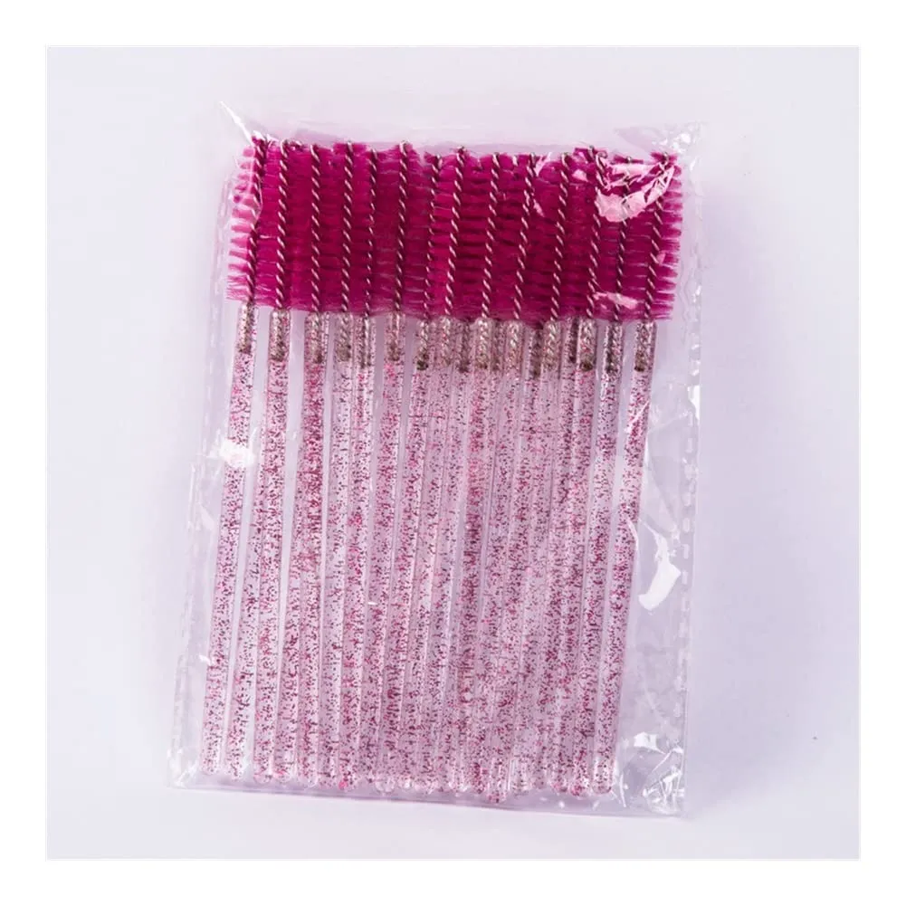 Eyelash Mascara Stick Lash Curling Brush 50pcs/set Of Lash Stick Lash Extension Brush (Color : Shiny rose red)