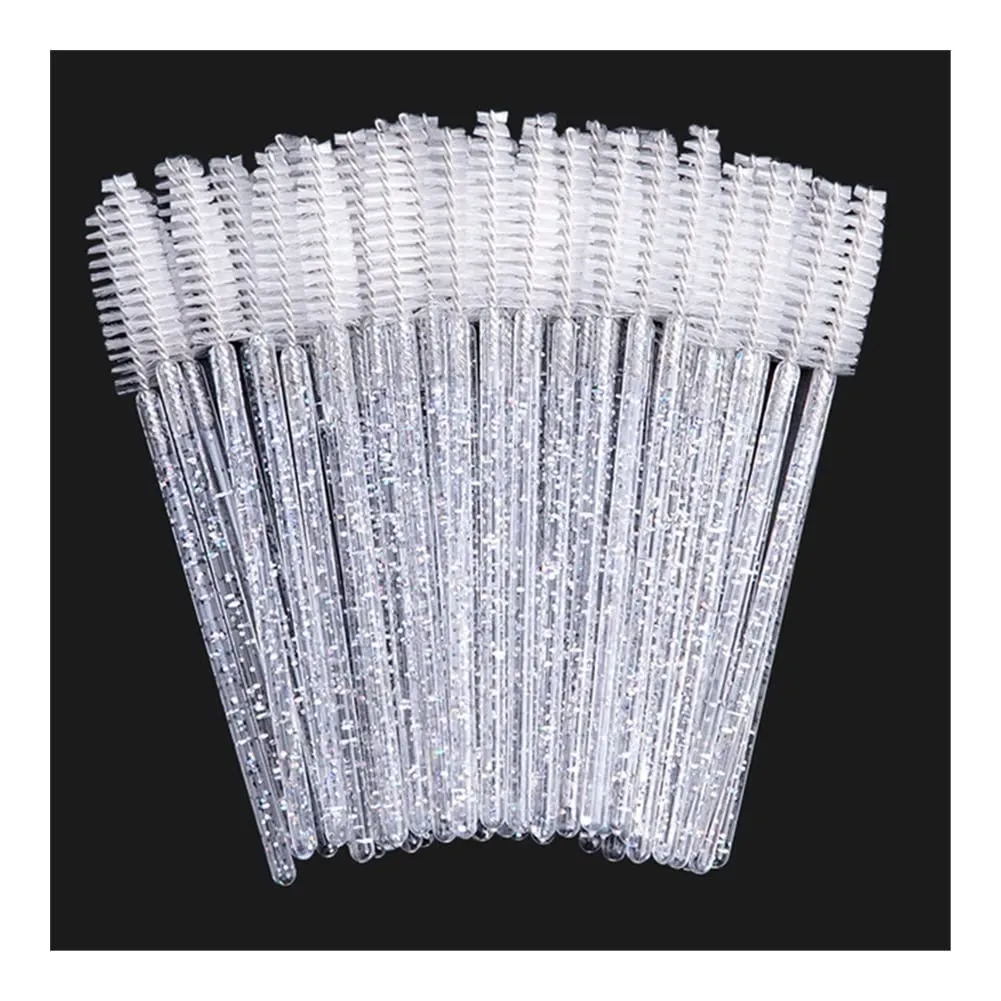 Eyelash Mascara Stick Lash Curling Brush 50pcs/set Of Lash Stick Lash Extension Brush (Color : Shiny white)