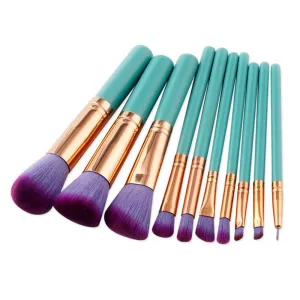 Eyeshadow Powder Brush Makeup Lip 10pcs Foundation Eyeliner Set Tool Brushes Brush Highlight Brushes for Color (green,one size)