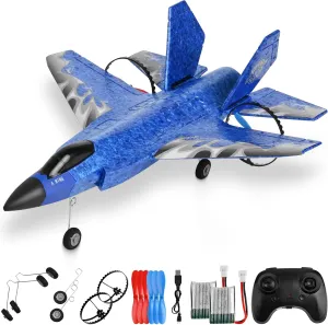 F35 2 CH Fighter RC Airplane - 2.4GHz Remote Control Plane with 6 Axis Gyro & Two Batteries RC Jet Aircraft for Adults Beginners Maximum Control Distance 400 Feet 20 Minutes Flight Time