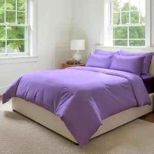 Fabdreams GOTS Certified 100% Organic Cotton Duvet Cover Queen Size - 400 TC Sateen - Soft - Silky - Zipper Closure - Edge Ties - 1 Duvet Cover (90"x92")   2 Pillow Shams (20"x26") - Lilac, 3 Piece