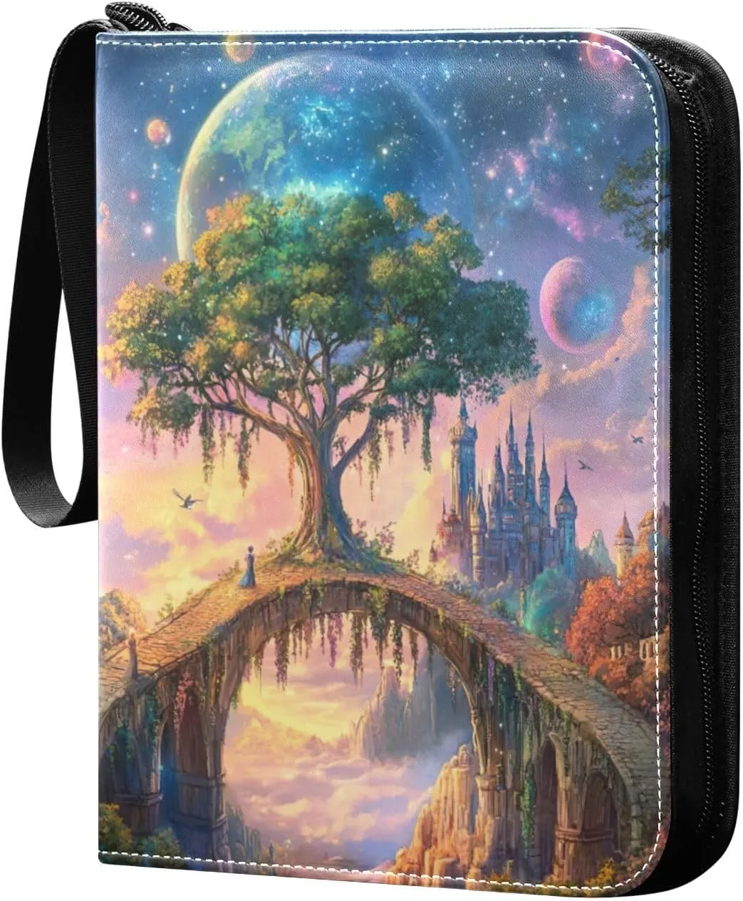 Fantasy Colorful Castles Trading Card Binders 4-Pocket Card Album Fits 400 Cards for Baseball Card, Football Card