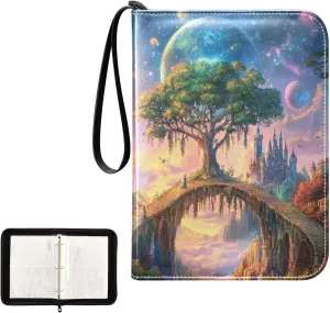 Fantasy Colorful Castles Trading Card Binders 4-Pocket Card Album Fits 400 Cards for Baseball Card, Football Card