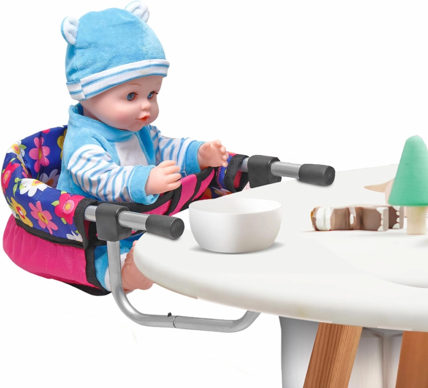 fash n kolor Baby Doll High Chair, Fits up to 20 inch Baby Dolls Flower Print Toddler Furniture Toy High Chair for Dolls (Doll Not Included)