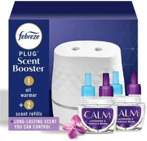 Febreze Plug Scent Booster Starter Kit, Oil Diffuser, Air Freshener Plug in, Continuous Scent Device   2 Downy Calm Refills